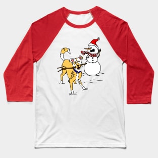 Rough Play Snowman and Dog Baseball T-Shirt